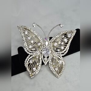Stunning Large Rhinestone Butterfly BroochApprox. 4” wide (see ruler photo for